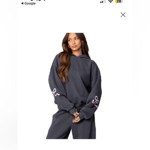 Edikted Bonney Bow Detail Hoodie and Pants Set